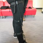 Leg straps and sensors that connect to the hip strap which is part of the main harness.